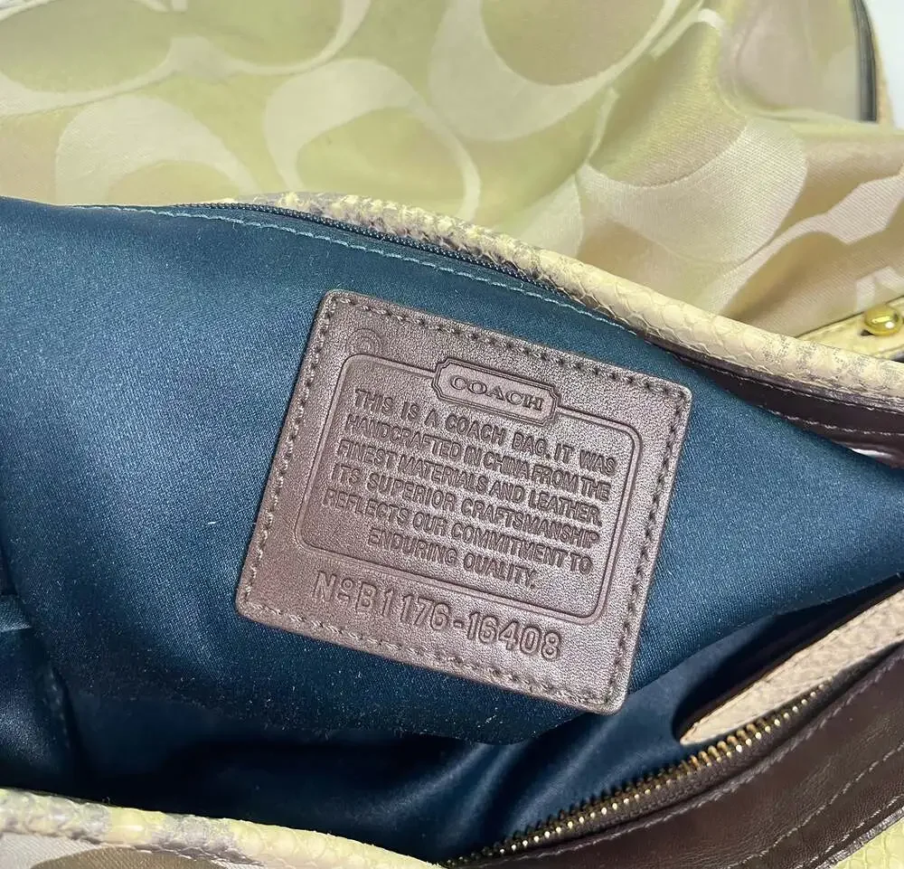 Coach Signature‎ C Hobo Bag with Snakeskin Trim 16408